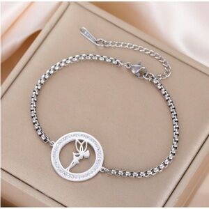 Disney Silver Tinkerbell Crystal rhinestones Bracelet - Silver